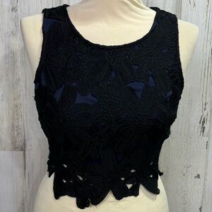 Akira Black Floral Lace Crop Top